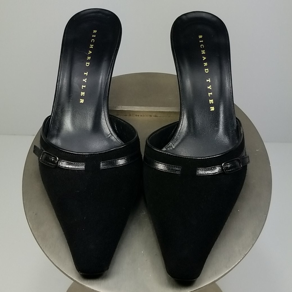Richard Tyler Suede Pointed Toe Mule Heels  - Picture 2 of 8